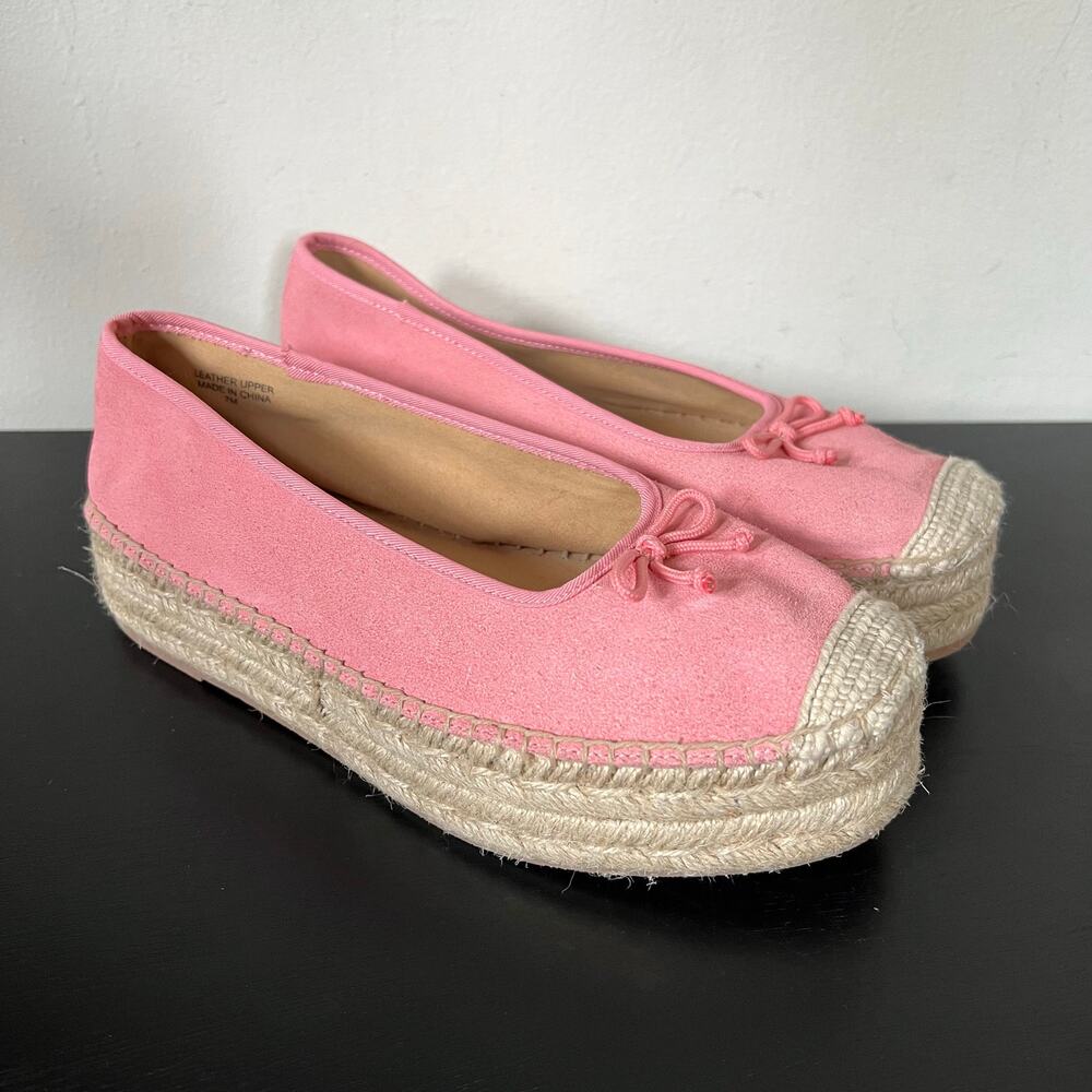 Talbots Ballerina Pink Suede Platform Espadrille Creeper Flat Ballet Flats